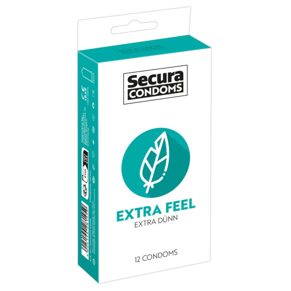 Préservatifs lubrifiés extra fin en latex x12 avec réservoir Extra Feel 53 mm 